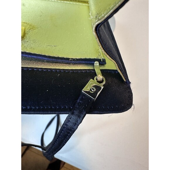 Saks Fifth Avenue Vintage Italy Black Satin Cocktail Purse With Jewel Clasp - Picture 9 of 11